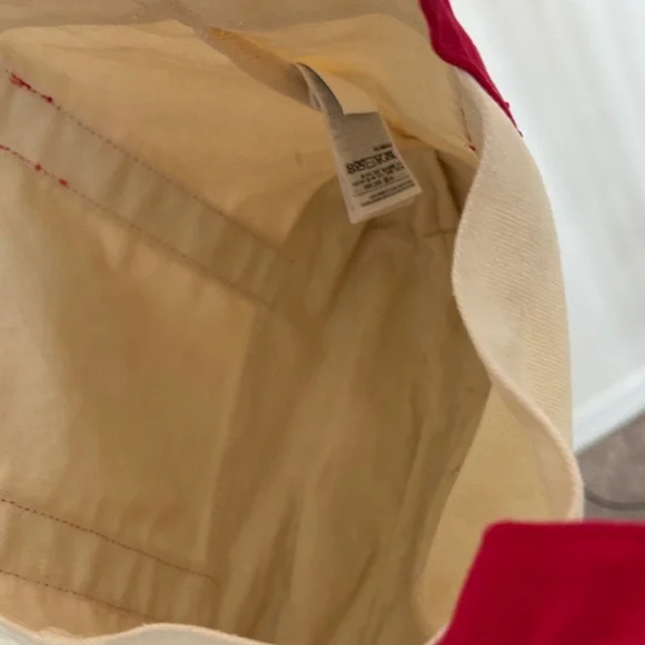 GAP Two-Tone Canvas Tote in Cream and Red - Picture 4 of 7